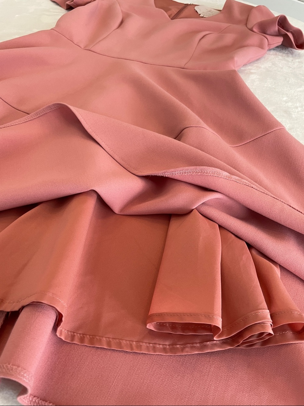 Gal Meets Glam Sz 8 Collection Kate V-Neck Fit & Flare Dress in Rosetta Pink - Picture 7 of 17